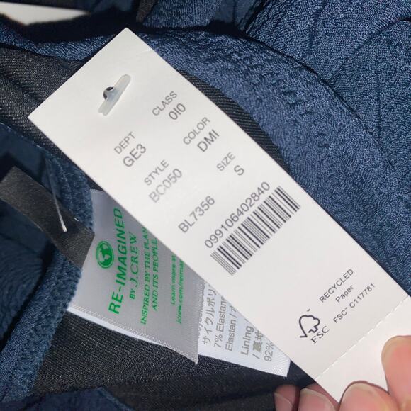 New J. Crew Blue Textured Cheeky Bikini Swim Bathing Suit Bottom Women's Small - Picture 7 of 8